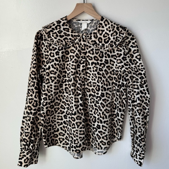 Leopard Print Collared Blouse - Picture 3 of 11